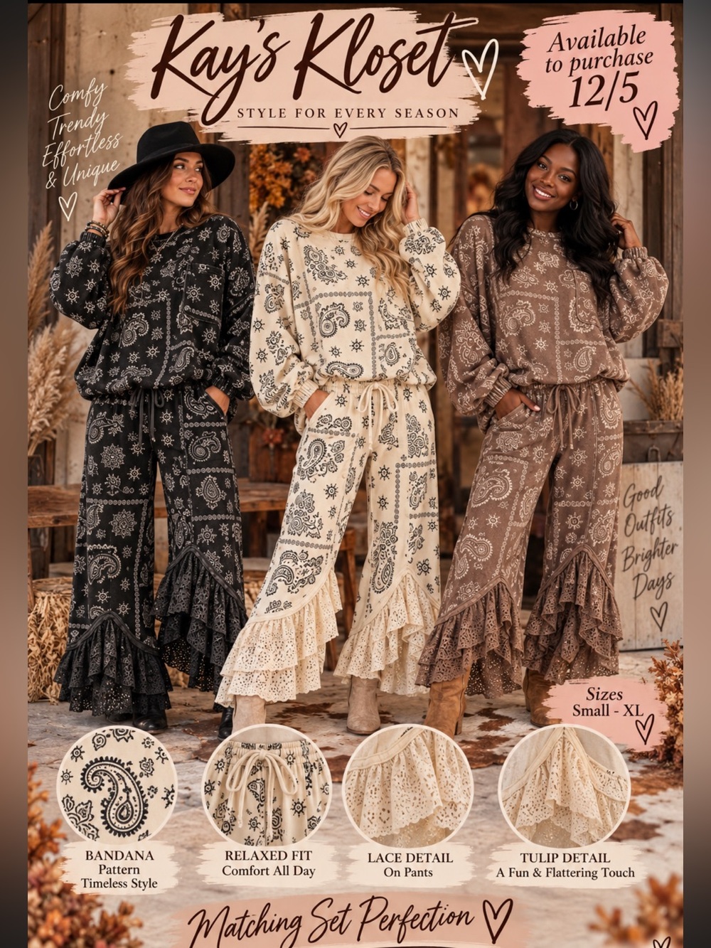 LW79–🖤🤍🤎 (ETA 12/05) BANDANNA, PRINT RELAXED, OVERSIZED POCKET DETAIL PULLOVER